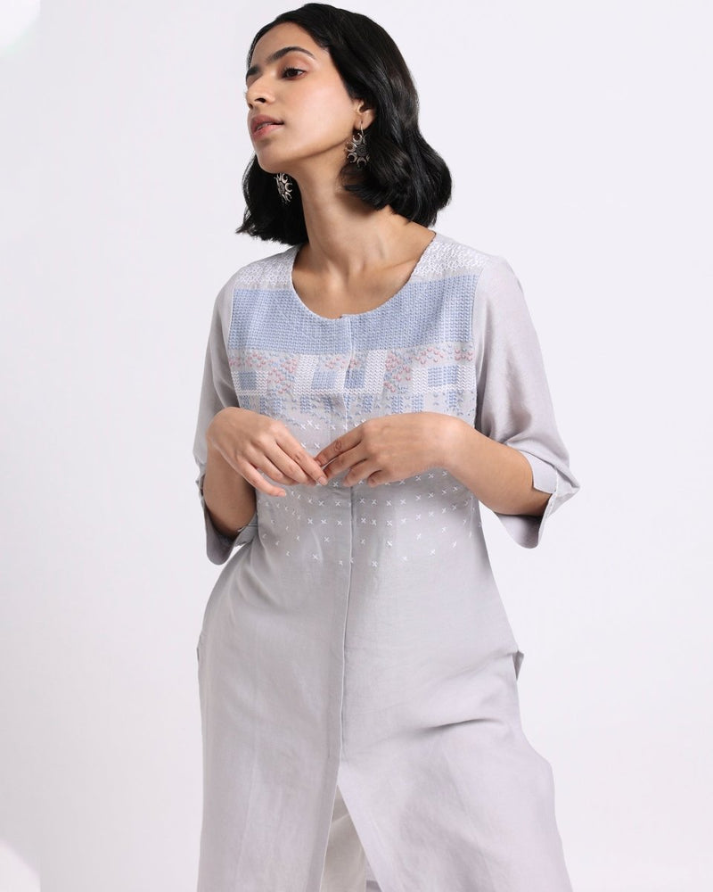 Buy Medley Embroidered Linen Kurta | Shop Verified Sustainable Womens Kurta on Brown Living™