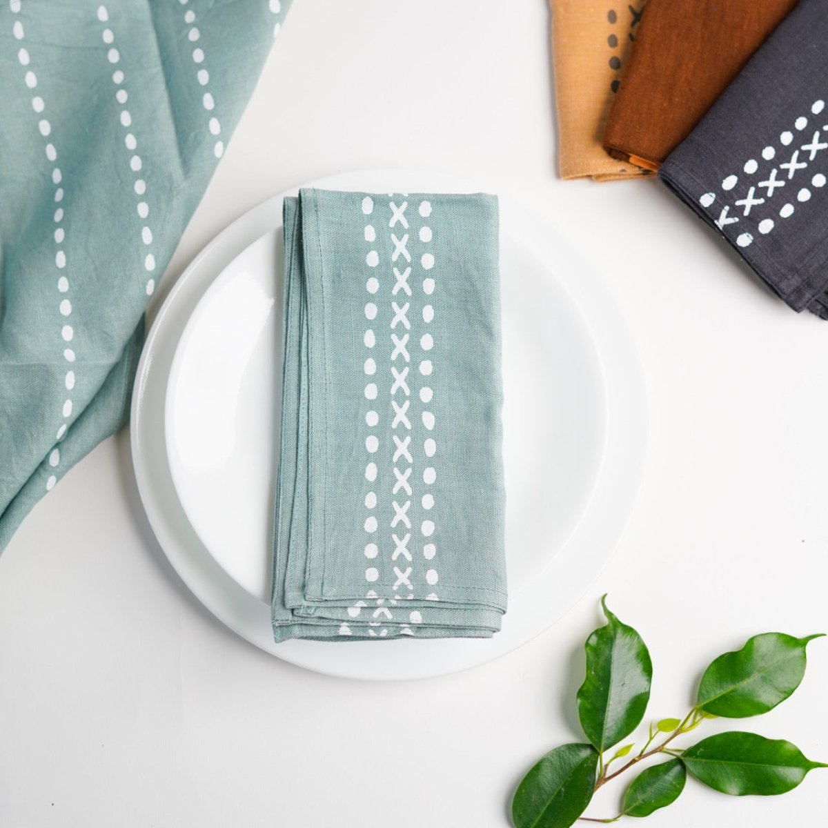 Meethu Hemp Napkins | Set of 2/4/6 | Block Printed | Verified Sustainable by Brown Living™