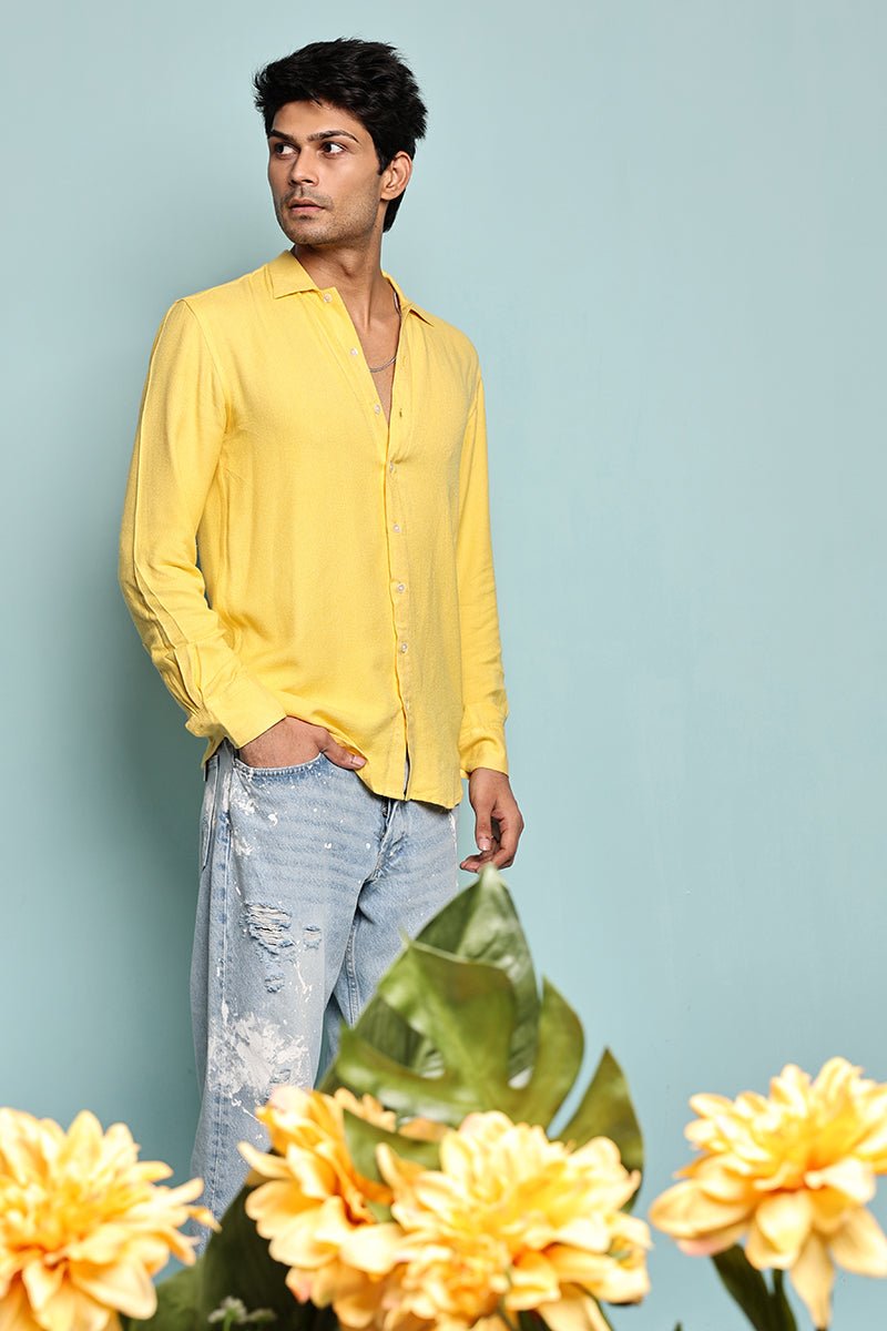 Buy Men's 100% Sustainable Moss Yellow Shirt | Shop Verified Sustainable Mens Shirt on Brown Living™