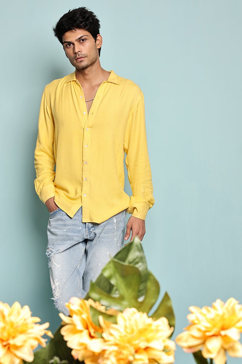 Buy Men's 100% Sustainable Moss Yellow Shirt | Shop Verified Sustainable Mens Shirt on Brown Living™