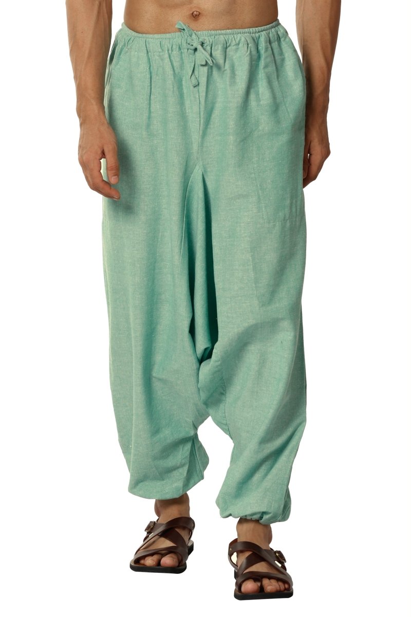 The Veshti Company Mens Premium 100 Cotton Loose Baggy Flowy Yoga Harem  Pants Green