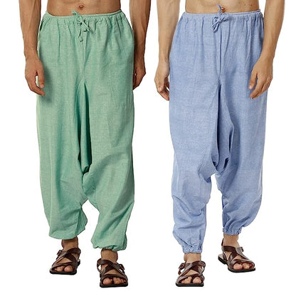 Men's Harem Pack of 2 | Blue and Sea Green | Fits Waist Sizes 28 to 36 Inches | Verified Sustainable by Brown Living™