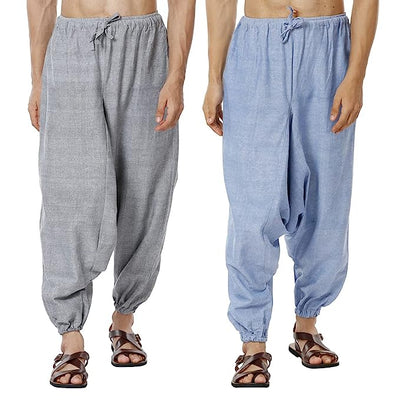 Men's Harem Pack of 2 | Blue and Grey | Fits Waist Sizes 28 to 36 Inches – Mens Pyjama on Brown Living™. SKU: AT41AT48. Img 1.