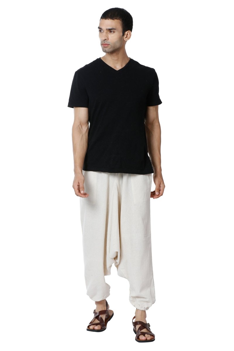 Men's Harem Pack of 2 | Cream & Melange Grey | Fits Waist Sizes 28 to 36 Inches | Verified Sustainable by Brown Living™