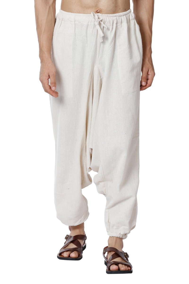 Buy Men's Combo Pack of 2 Harem Pants | Cream & Melange Grey | GSM-170 | Free Size | Shop Verified Sustainable Products on Brown Living