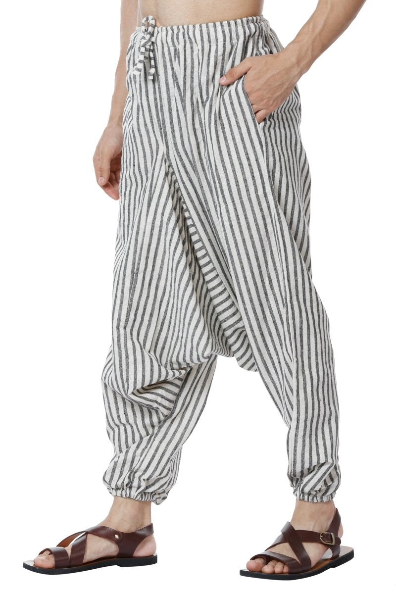 Buy Men's Combo Pack of 2 Harem Pants | Cream & White Stripes | GSM-170 | Free Size | Shop Verified Sustainable Products on Brown Living