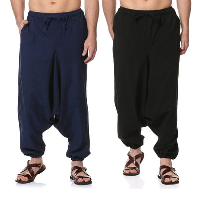 Men's Harem Pack of 2 | Dark Blue & Black | Fits Waist Sizes 28 to 36 Inches – Mens Pyjama on Brown Living™. SKU: AT21AT25. Img 1.