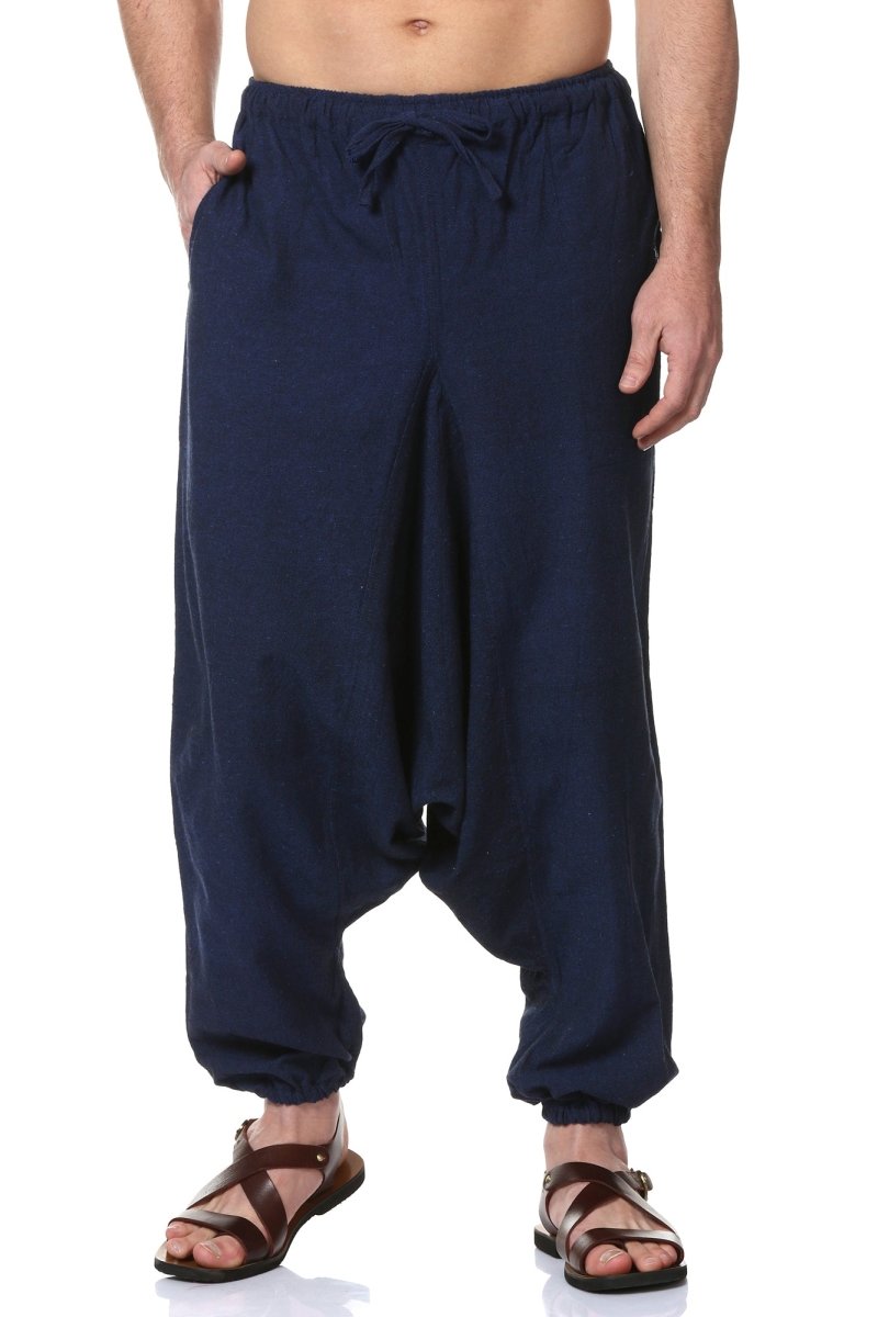 Buy Men's Harem Pack of 2 | Dark Blue & Cream | Fits Waist Sizes 28 to 36 Inches | Shop Verified Sustainable Mens Pyjama on Brown Living™