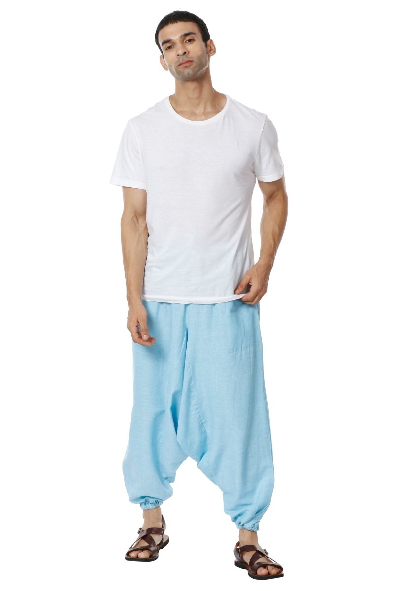 Buy Men's Harem Pack of 2 | Orange and Sky Blue | Fits Waist Sizes 28 to 36 Inches | Shop Verified Sustainable Mens Pyjama on Brown Living™