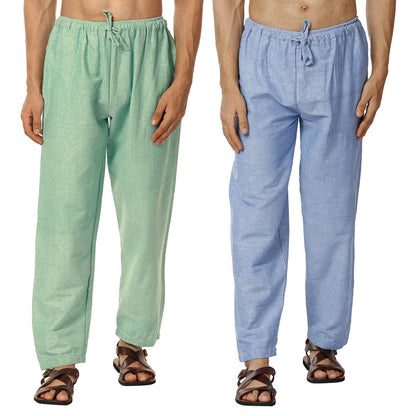 Men's Pyjama Pack of 2 | Blue and Sea Green | Fits Waist Sizes 28" to 36" | Verified Sustainable by Brown Living™