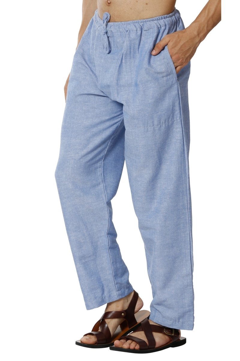 Buy Men's Combo Pack of 2 Lounge Pants | Blue and Melange Grey | GSM-170 | Free Size | Shop Verified Sustainable Products on Brown Living