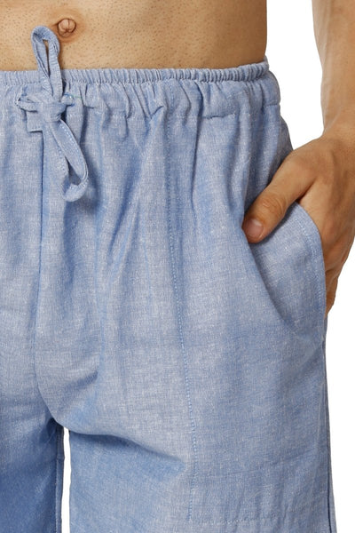 Men's Pyjama Pack of 2 | Blue and Melange Grey | Fits Waist Sizes 28" to 36" – Mens Pyjama on Brown Living™. SKU: BL24_AT31AT17. Img 9.