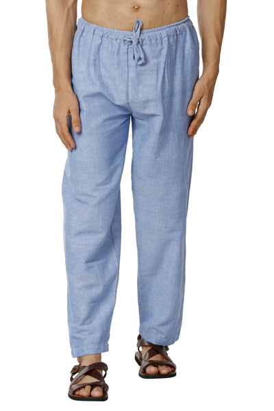 Men's Pyjama Pack of 2 | Blue and Melange Grey | Fits Waist Sizes 28" to 36" – Mens Pyjama on Brown Living™. SKU: BL24_AT31AT17. Img 5.