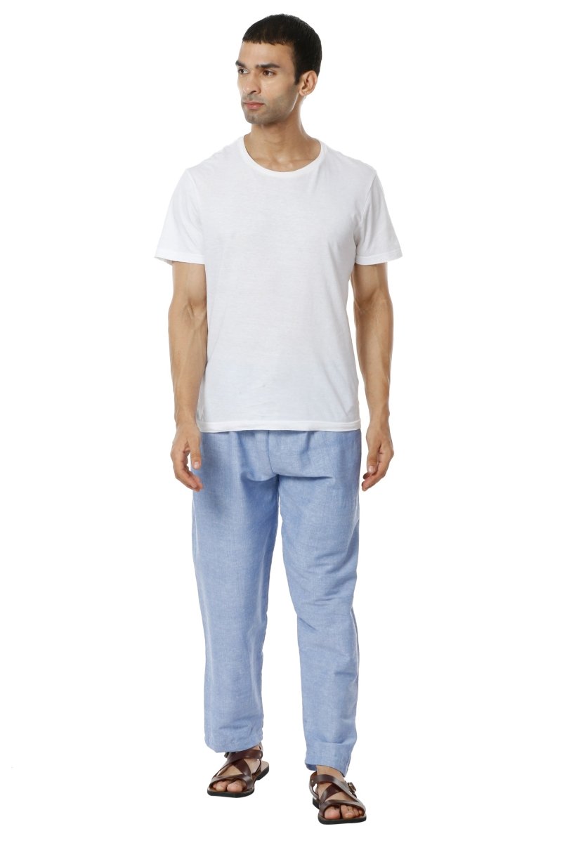 Buy Men's Pyjama Pack of 2 | Blue and Melange Grey | Fits Waist Sizes 28" to 36" | Shop Verified Sustainable Mens Pyjama on Brown Living™