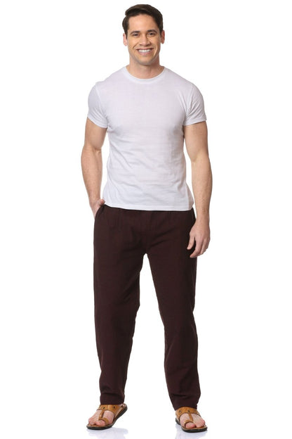 Men's Pyjama Pack of 2 | Cream and Maroon | Fits Waist Sizes 28" to 36" | Verified Sustainable by Brown Living™