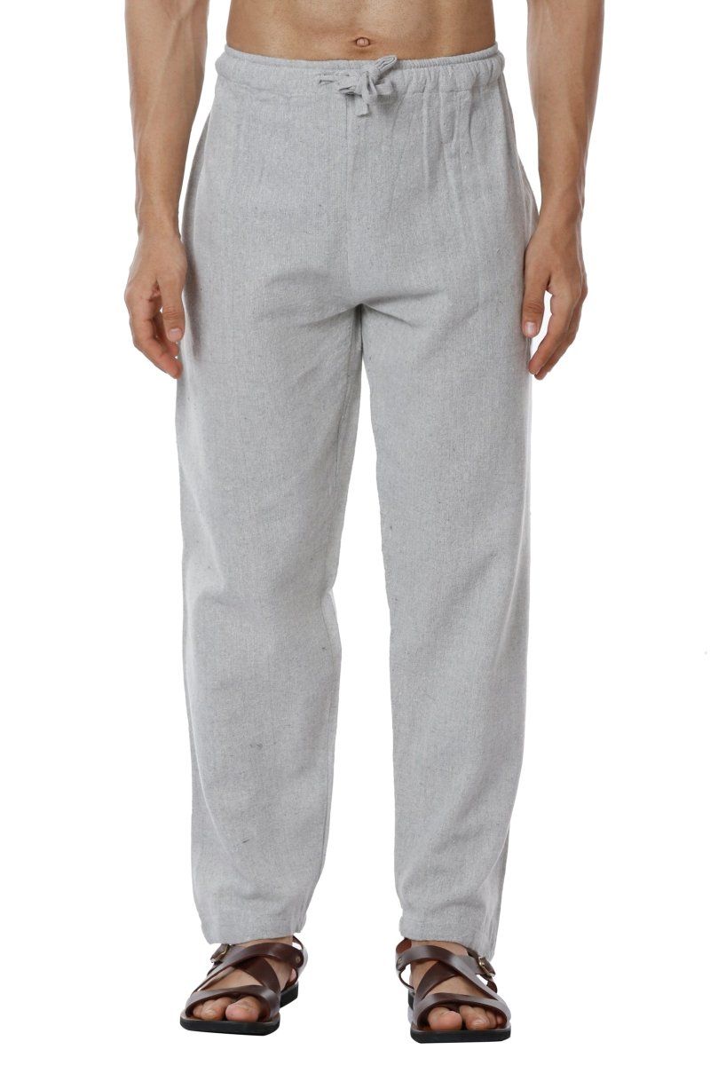 Buy Men's Pyjama Pack of 2 | Cream & Melange Grey | Fits Waist Sizes 28" to 36" | Shop Verified Sustainable Mens Pyjama on Brown Living™