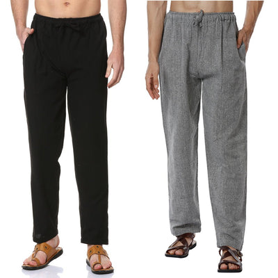 Men's Pyjama Pack of 2 | Grey & Black | Fits Waist Sizes 28" to 36" – Mens Pyjama on Brown Living™. SKU: AT13AT15. Img 1.