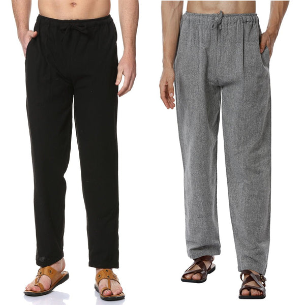 Buy Men's Combo Pack of 2 Lounge Pants | Grey & Black | GSM-170 | Free Size | Shop Verified Sustainable Products on Brown Living