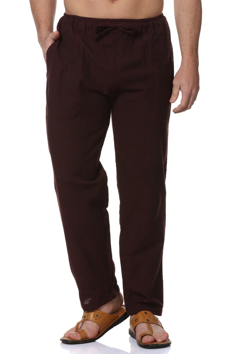 Buy Men's Combo Pack of 2 Lounge Pants | Maroon & Melange Grey | GSM-170 | Free Size | Shop Verified Sustainable Products on Brown Living