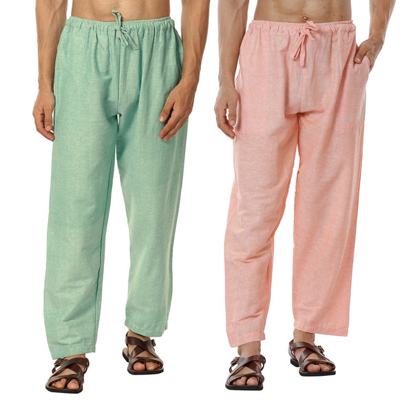 Buy Men's Combo Pack of 2 Lounge Pants | Orange and Green | GSM-170 | Free Size | Shop Verified Sustainable Products on Brown Living