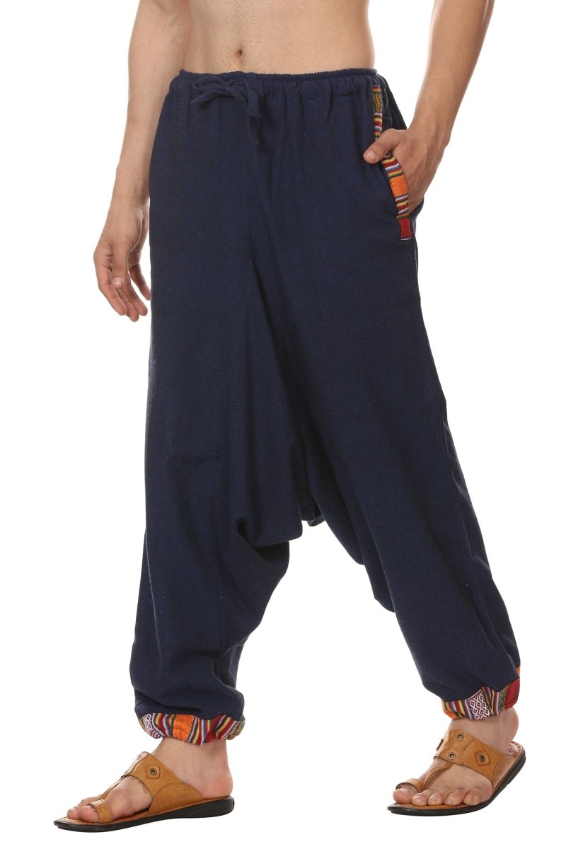 Buy Men's Tribal Harem | Dark Blue | Fits Waist Sizes 28 to 36 Inches | Shop Verified Sustainable Mens Pyjama on Brown Living™