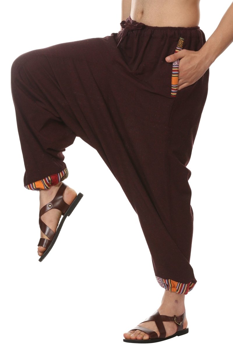 Men's Tribal Harem | Maroon | Fits Waist Sizes 28 to 36 Inches | Verified Sustainable by Brown Living™