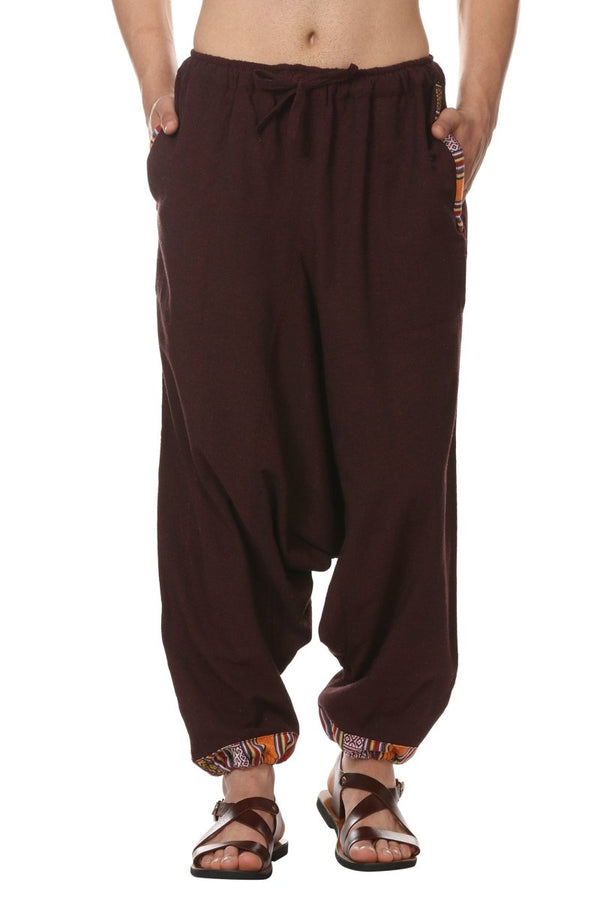Buy Men's Designer Harem Pants | Maroon | GSM - 170 | Free Size | Shop Verified Sustainable Products on Brown Living