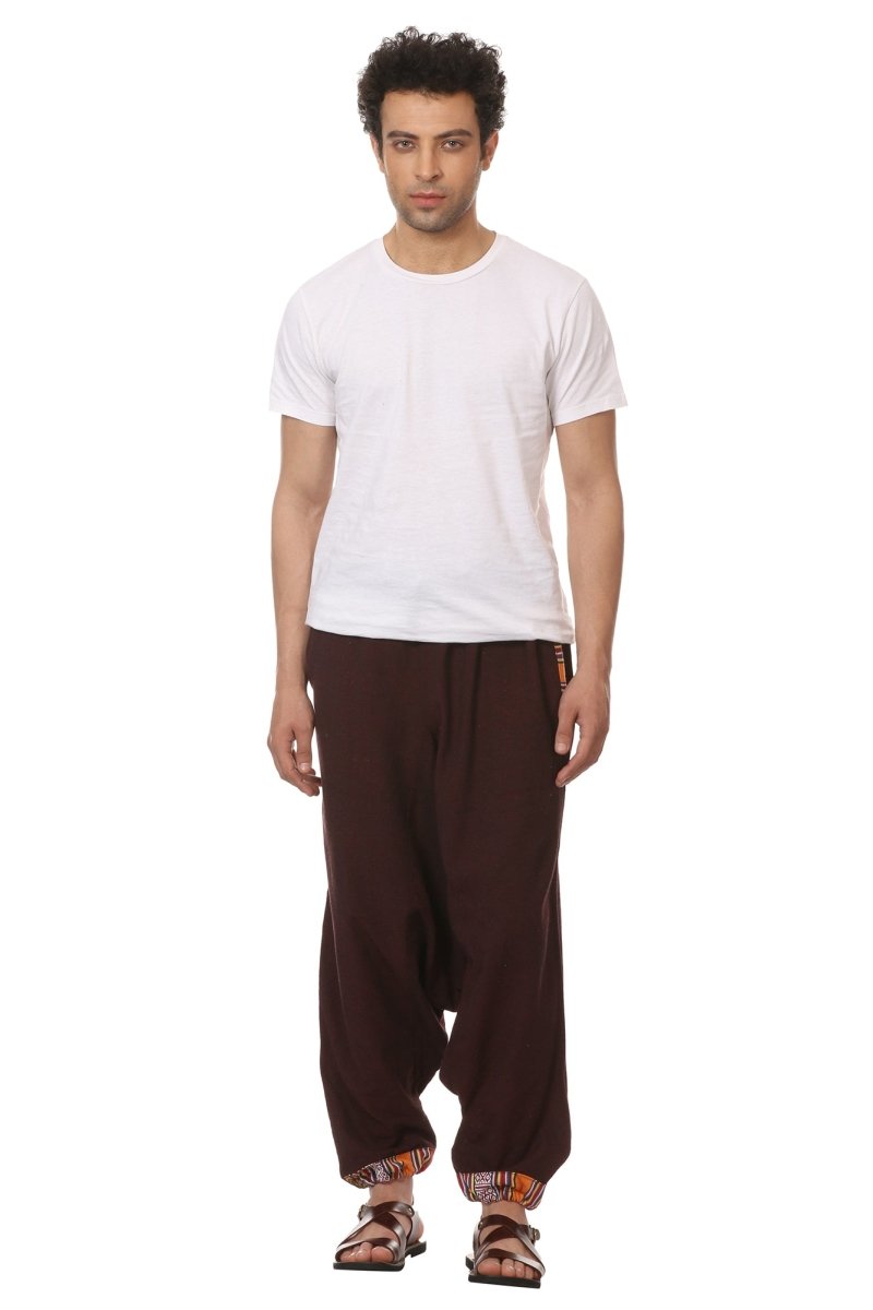 Buy Men's Tribal Harem | Maroon | Fits Waist Sizes 28 to 36 Inches | Shop Verified Sustainable Mens Pyjama on Brown Living™