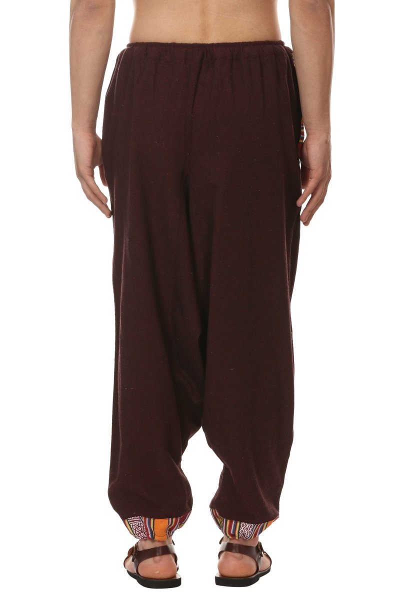 Buy Men's Tribal Harem | Maroon | Fits Waist Sizes 28 to 36 Inches | Shop Verified Sustainable Mens Pyjama on Brown Living™