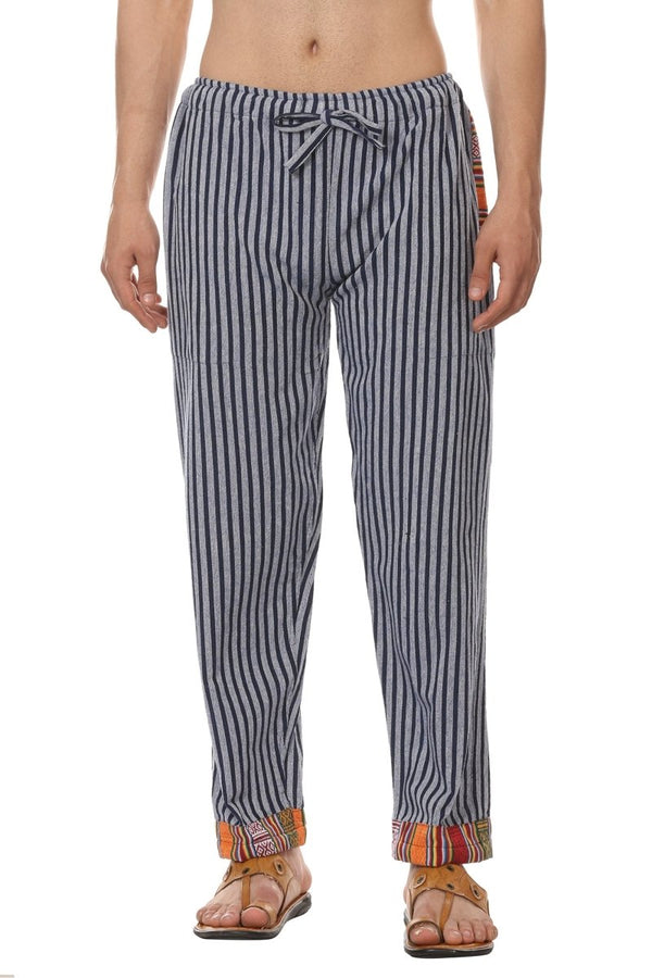 Buy Men's Designer Lounge Pants | Blue Stripes | GSM-170 | Free Size | Shop Verified Sustainable Products on Brown Living