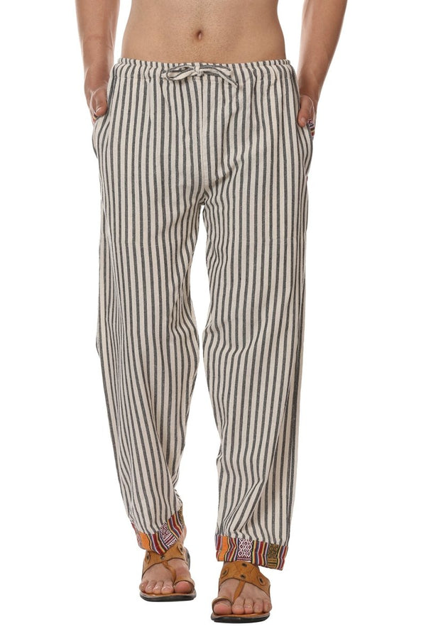 Buy Men's Designer Lounge Pants | White Stripes | GSM-170 | Free Size | Shop Verified Sustainable Products on Brown Living