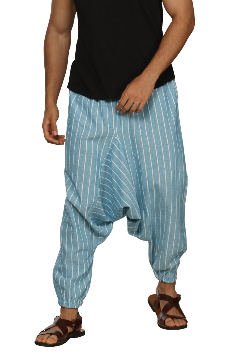 Men's Harem Pack of 2 | Dark Blue and Blue Stripes | Fits Waist Size 28 to 36 Inches | Verified Sustainable by Brown Living™