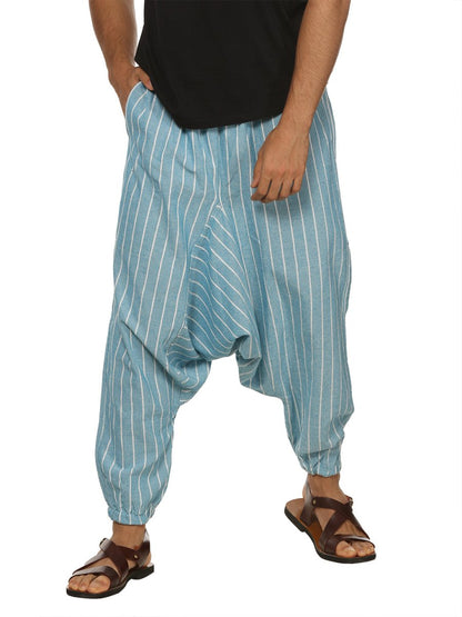 Men's Harem Pack of 2 | Dark Blue and Blue Stripes | Fits Waist Size 28 to 36 Inches | Verified Sustainable by Brown Living™