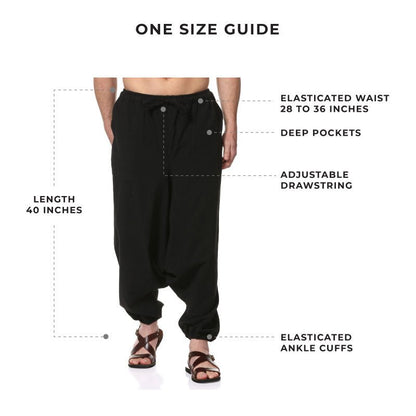 Men's Harem Pant | Black | Fits Waist Size 28" to 36" | Verified Sustainable by Brown Living™