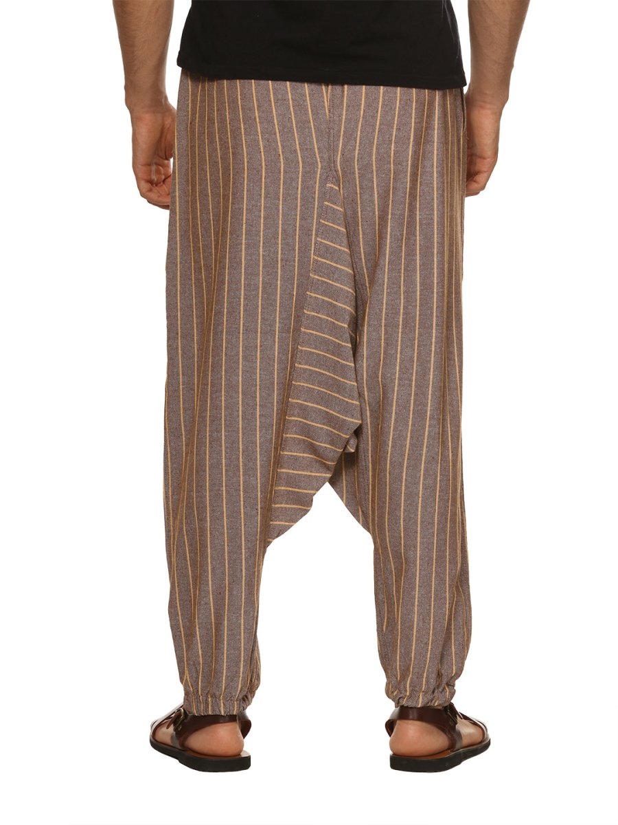 Men's Harem Pant | Brown Stripes | Fits Waist Size 28" to 36" | Verified Sustainable by Brown Living™