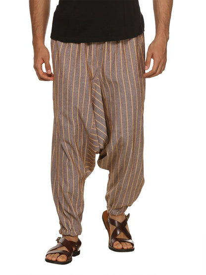 Men's Harem Pant | Brown Stripes | Fits Waist Size 28" to 36" | Verified Sustainable by Brown Living™