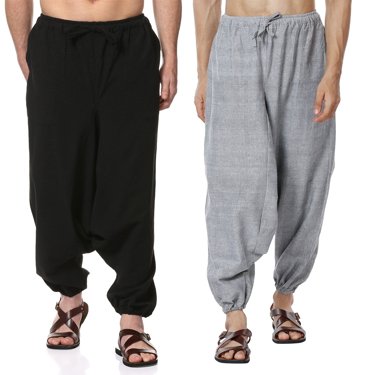 Men's Harem Pant Pack of 2 | Grey & Black | Fits Waist Size 28" to 36" | Verified Sustainable by Brown Living™