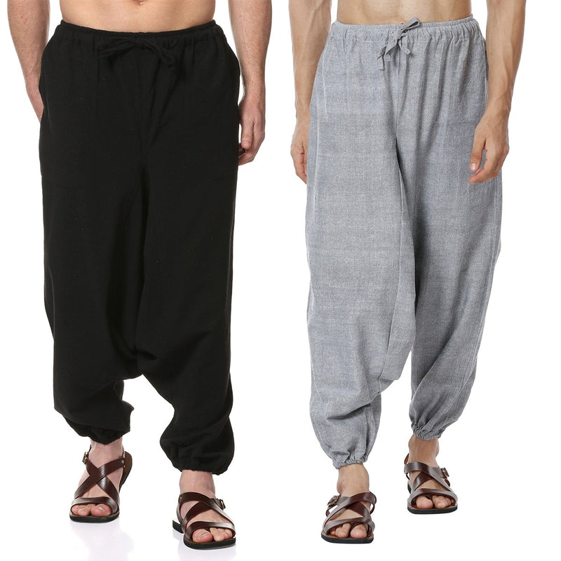 Buy Men's Harem Pant Combo Set of 2 | Grey & Black | GSM - 170 | Free Size | Shop Verified Sustainable Products on Brown Living