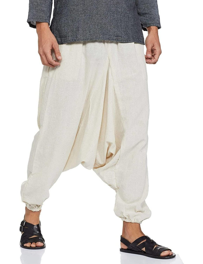 Buy Men's Harem Pant | Cream | Fits Waist Size 28" to 36" | Shop Verified Sustainable Mens Pyjama on Brown Living™
