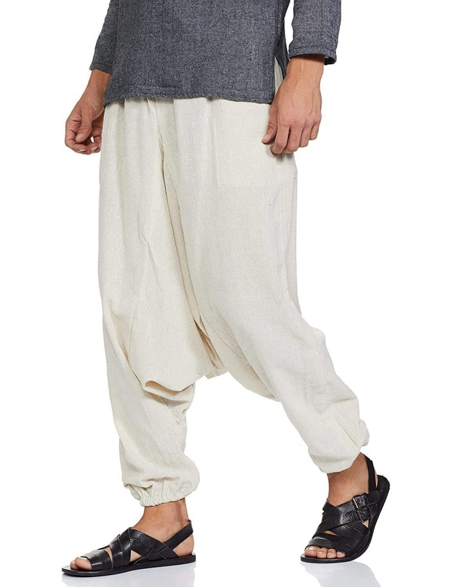 Indian Mens White Color Cotton Harem Pants Trouser Bottoms