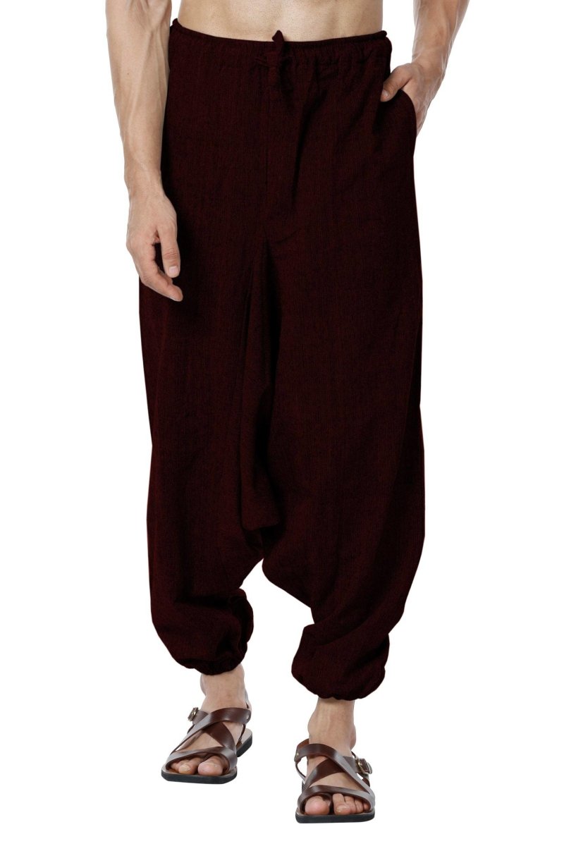 Men's Harem Pant | Maroon | Fits Waist Size 28" to 36" | Verified Sustainable by Brown Living™