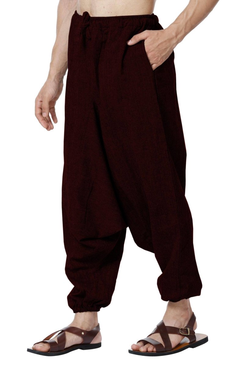 Men's Harem Pant | Maroon | Fits Waist Size 28" to 36" | Verified Sustainable by Brown Living™