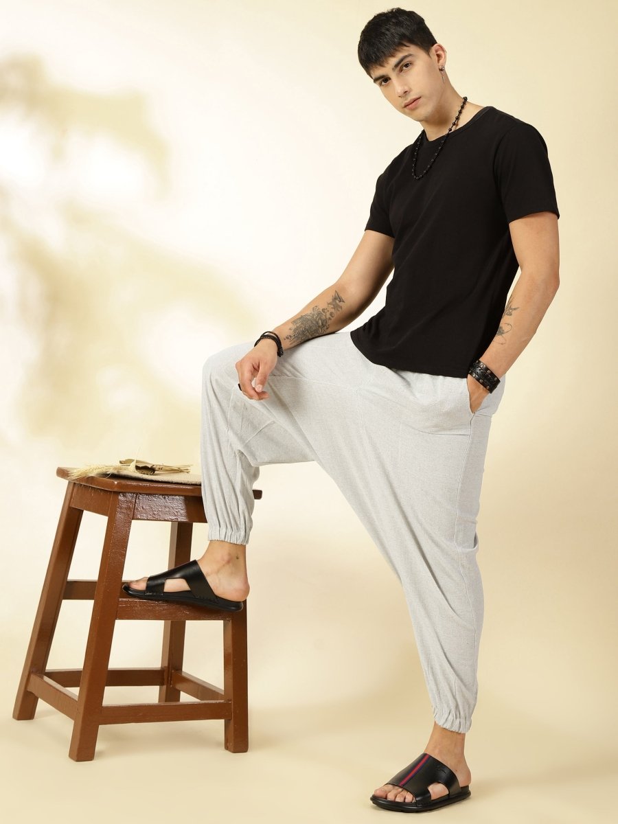 Men's Harem Pant | Melange Grey | Fits Waist Size 28" to 36" | Verified Sustainable by Brown Living™