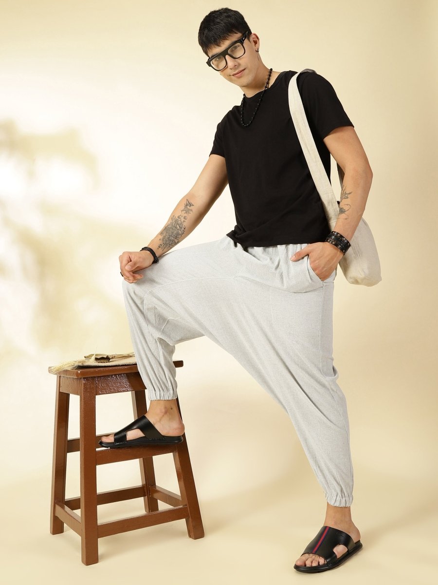 Men's Harem Pant | Melange Grey | Fits Waist Size 28" to 36" | Verified Sustainable by Brown Living™