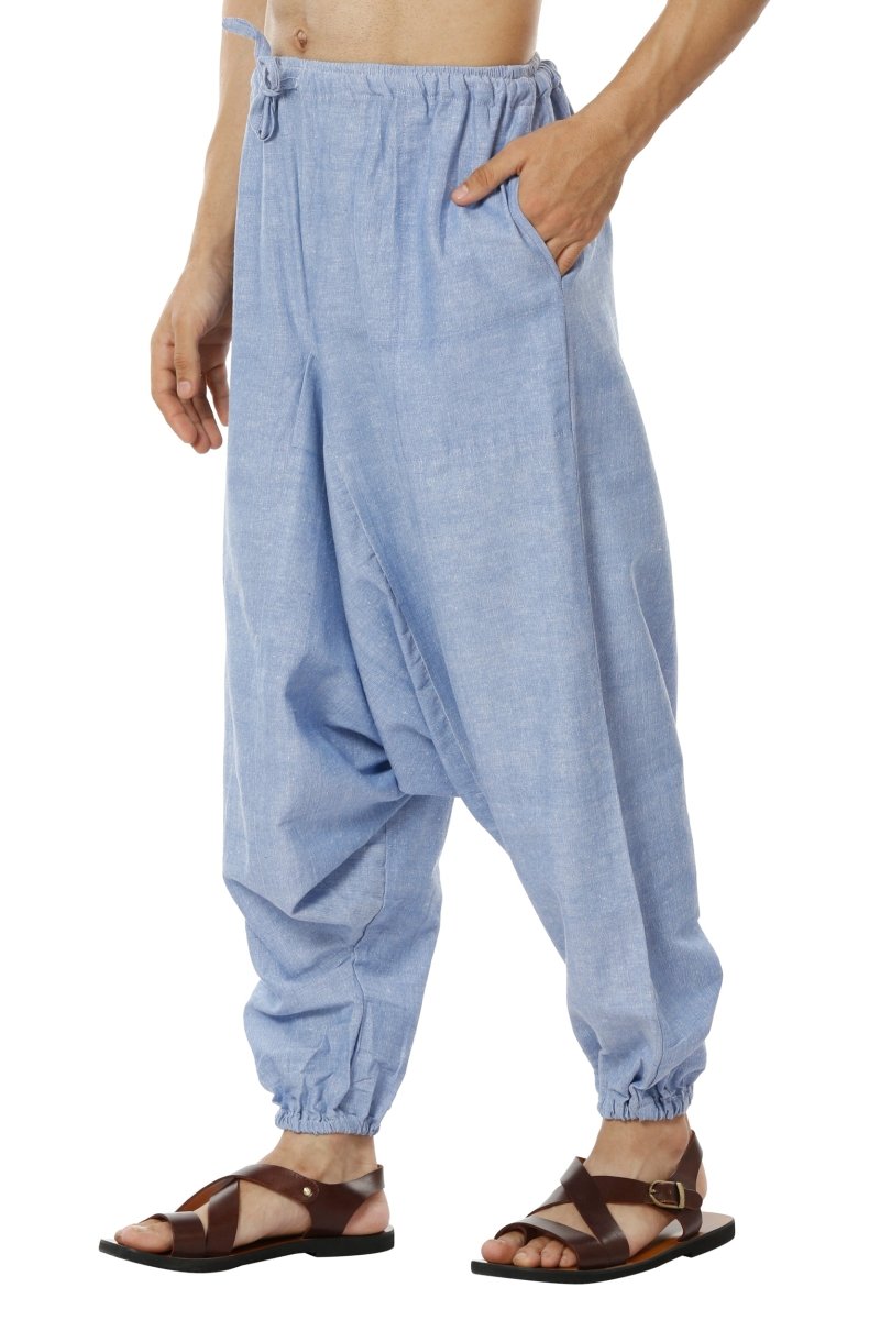 Buy Men's Harem Pants | Blue | GSM - 170 | Free Size | Shop Verified Sustainable Products on Brown Living