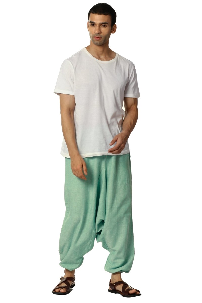 Buy Men's Harem Pants | Green | GSM - 170 | Free Size | Shop Verified Sustainable Products on Brown Living