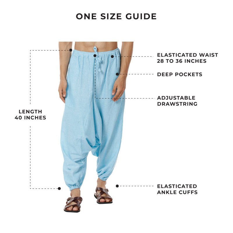 Buy Men's Harem Pants | Sky Blue | Fits Waist Size 26" to 38" | Shop Verified Sustainable Products on Brown Living