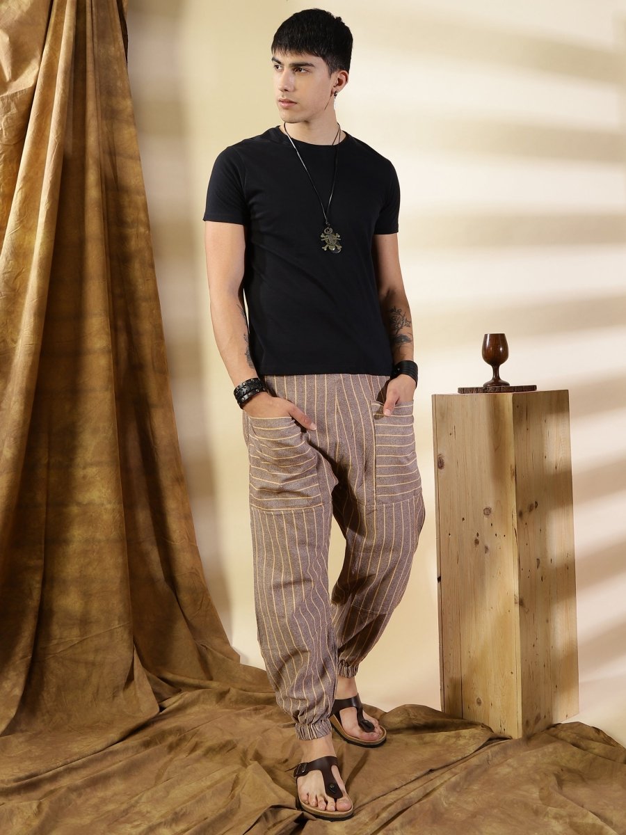 Men's Hopper | Brown Stripes | Fits Waist Sizes 28 to 38 Inches | Verified Sustainable by Brown Living™