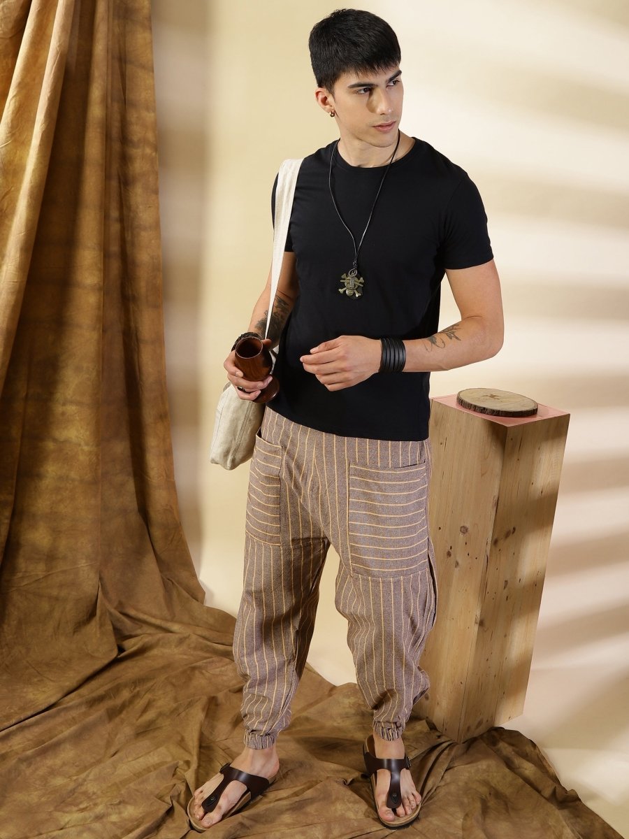 Men's Hopper | Brown Stripes | Fits Waist Sizes 28 to 38 Inches | Verified Sustainable by Brown Living™