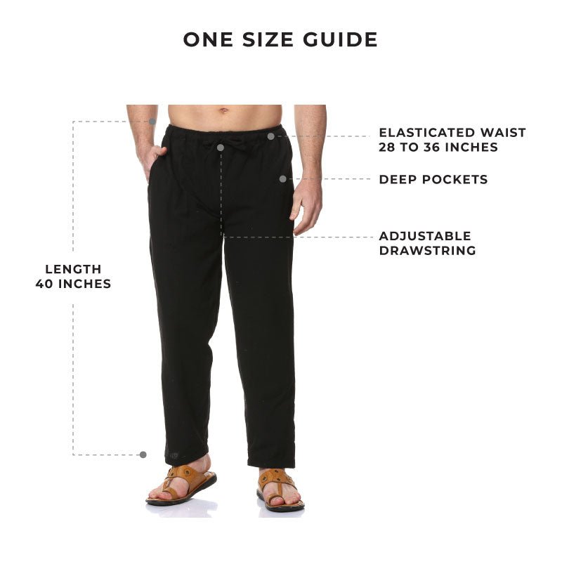 Men's Lounge Pant | Black | Fits Waist Size 28" to 36" | Verified Sustainable by Brown Living™